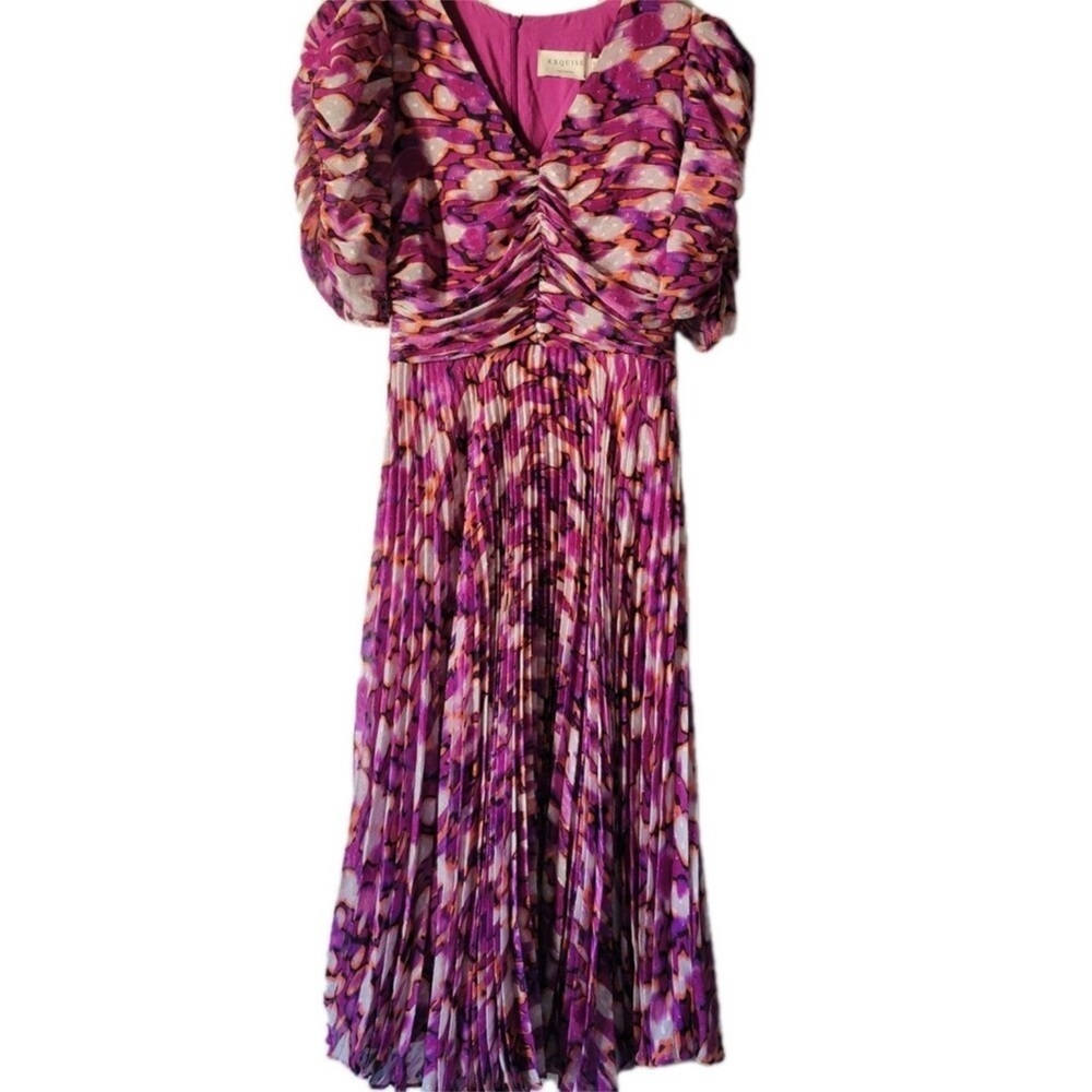 EXQUISE Antropologie Seersucker Shift Purple Patterned Dress Size S - Picture 2 of 12
